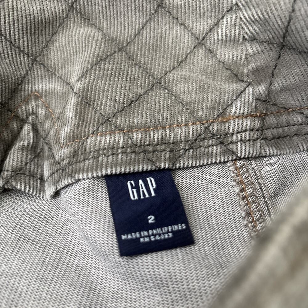 Gap Y2K Corduroy Skirt Size 2 Gray Snap Front Mini Short Straight Boho Academia - Picture 5 of 9